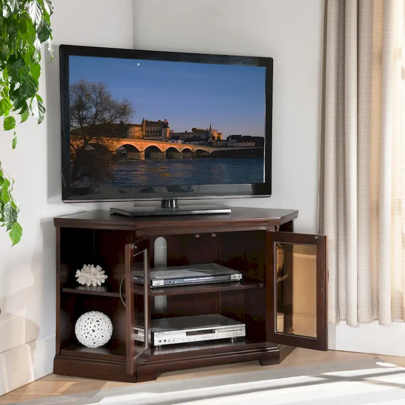 Solid Wood Mission Oak Two Door Corner TV Stand