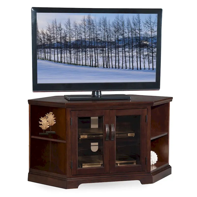 Solid Wood Mission Oak Two Door Corner TV Stand