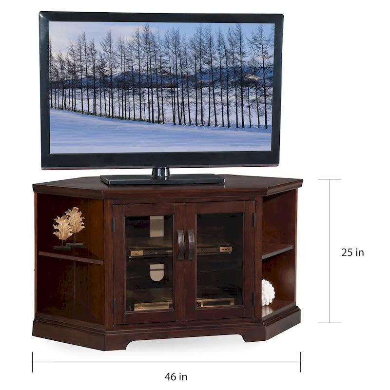 Solid Wood Mission Oak Two Door Corner TV Stand