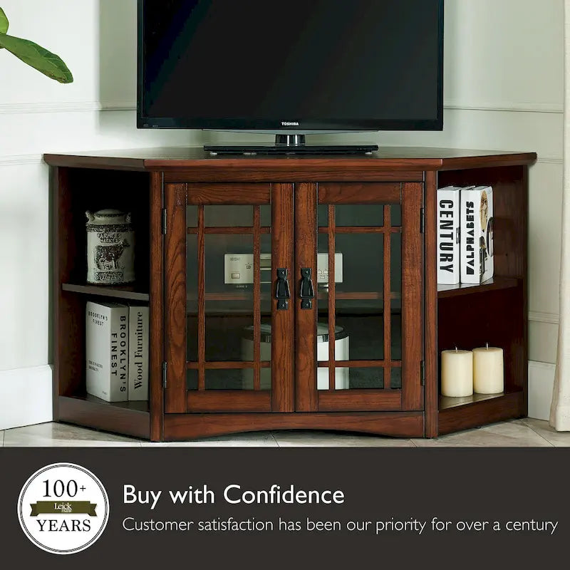 Solid Wood Mission Oak Two Door Corner TV Stand