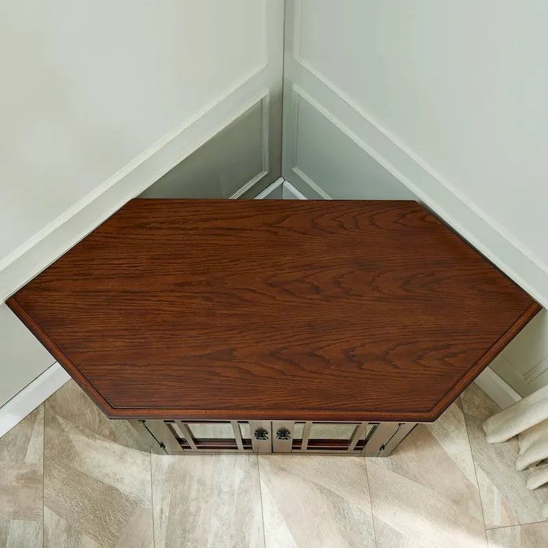 Solid Wood Mission Oak Two Door Corner TV Stand