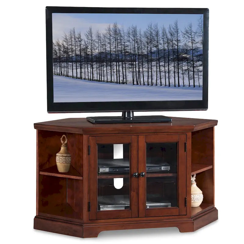 Solid Wood Mission Oak Two Door Corner TV Stand