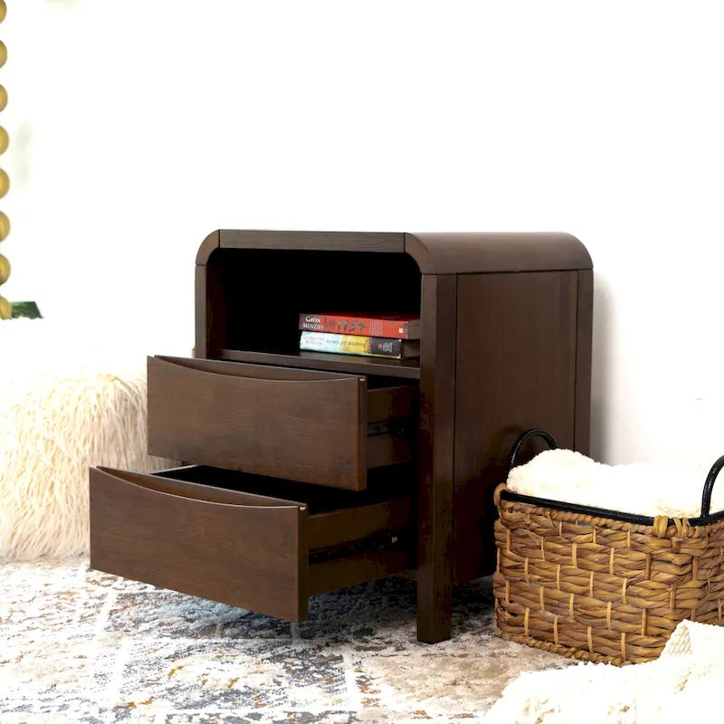 Mid Century Modern Walnut Nightstand Bed Side Table