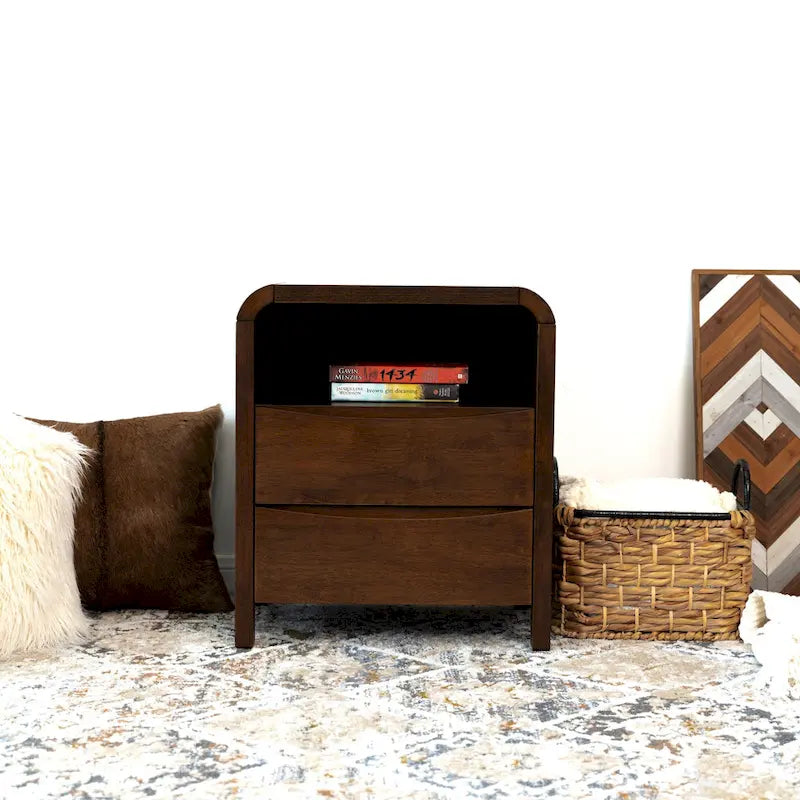 Mid Century Modern Walnut Nightstand Bed Side Table