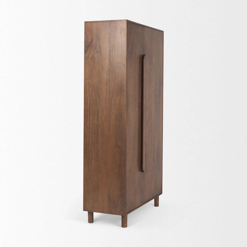 Medium Brown Solid Wood Armoire Cabinet - 38.8L x 19.8W x 68.5H