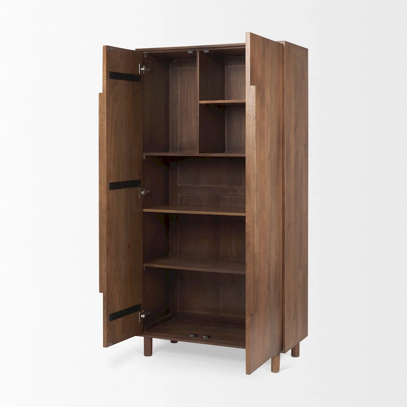 Medium Brown Solid Wood Armoire Cabinet - 38.8L x 19.8W x 68.5H