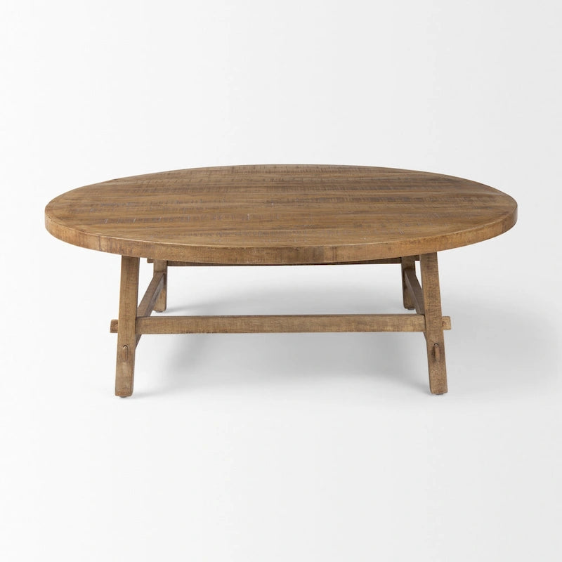 Medium Brown Solid Wood 48 Round Coffee Table - 48L x 48W x 16H