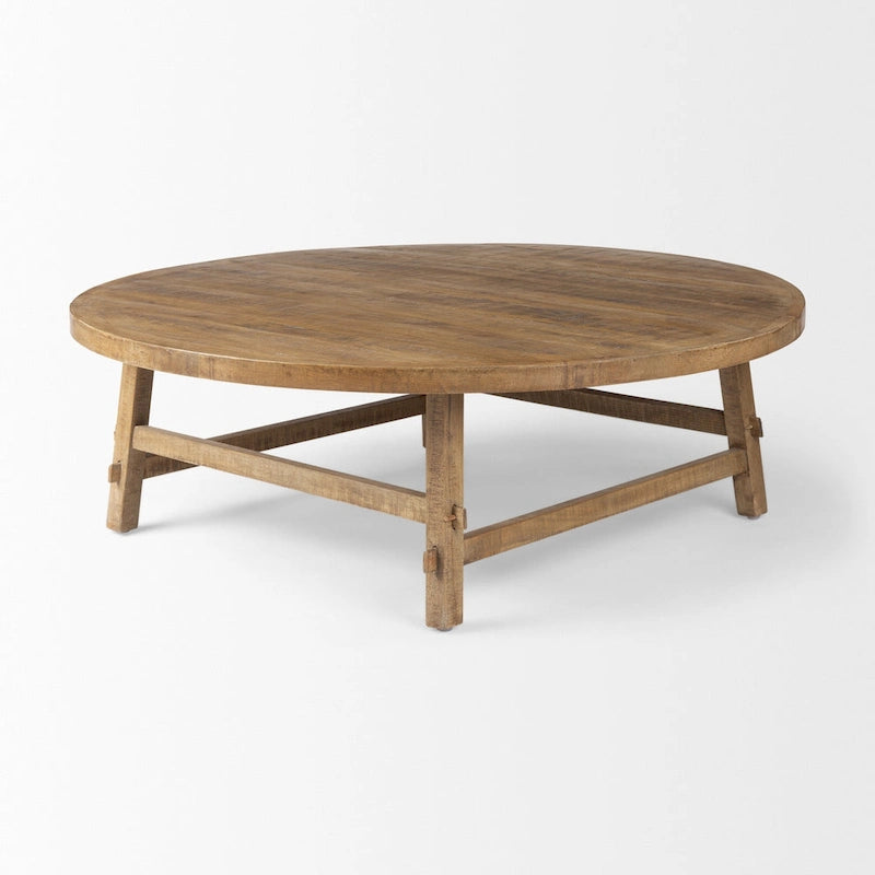 Medium Brown Solid Wood 48 Round Coffee Table - 48L x 48W x 16H