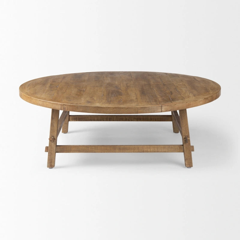 Medium Brown Solid Wood 48 Round Coffee Table - 48L x 48W x 16H