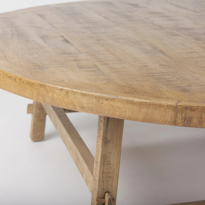 Medium Brown Solid Wood 48 Round Coffee Table - 48L x 48W x 16H