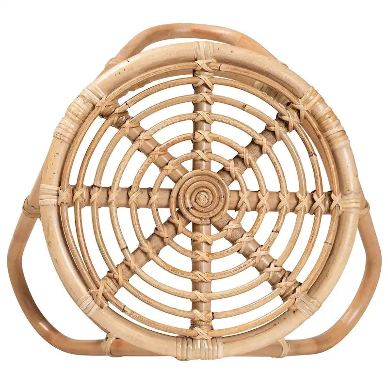 Modern Bohemian Natural Brown Rattan End Table