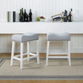 Set of 2 Upholstered Counter Height Backless Saddle Seat Stools