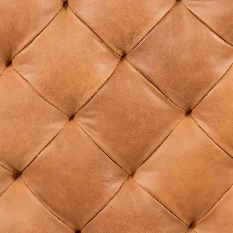Leather Ottoman in Cognac Tan
