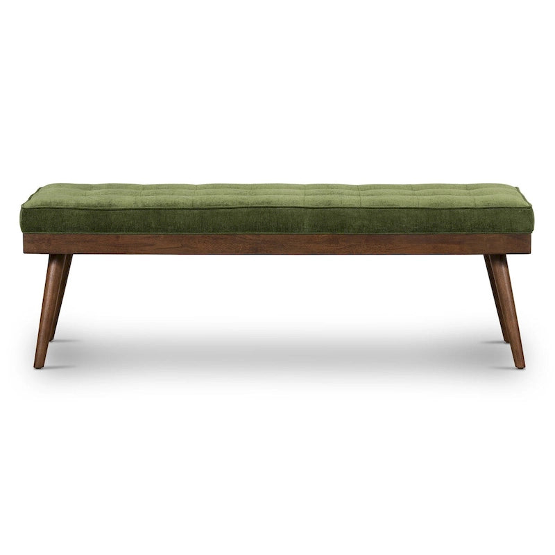 Fabric Bench - Tufted Seat with Solid Wood Legs