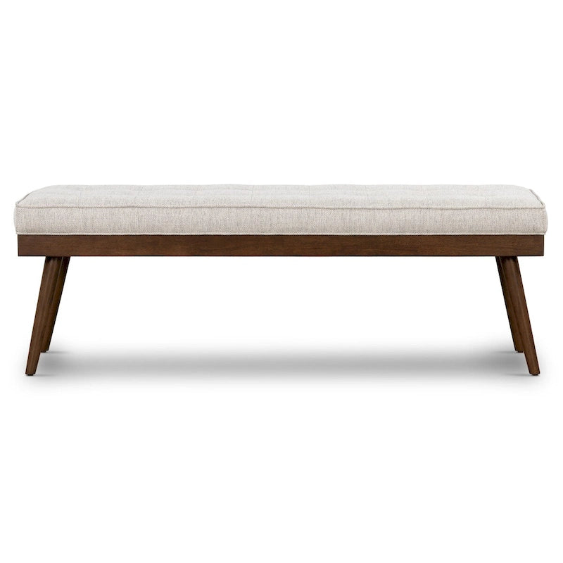 Fabric Bench - Tufted Seat with Solid Wood Legs
