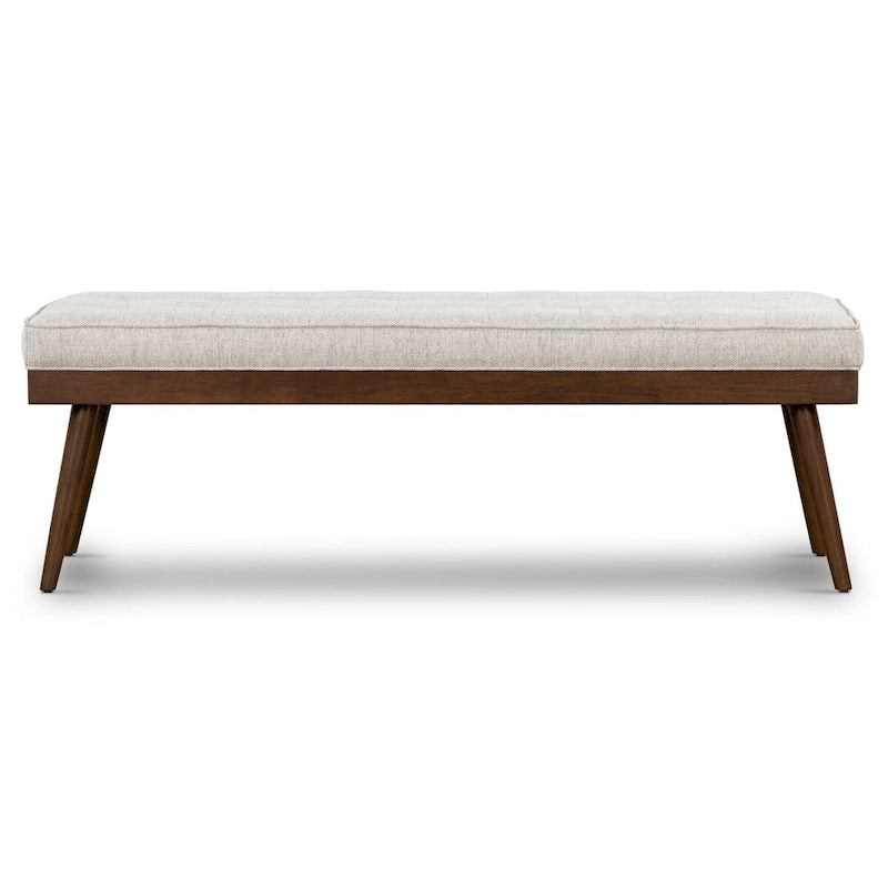 Fabric Bench - Tufted Seat with Solid Wood Legs