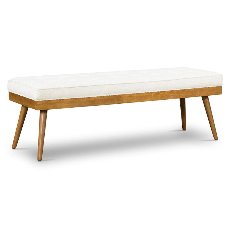 Fabric Bench - Tufted Seat with Solid Wood Legs