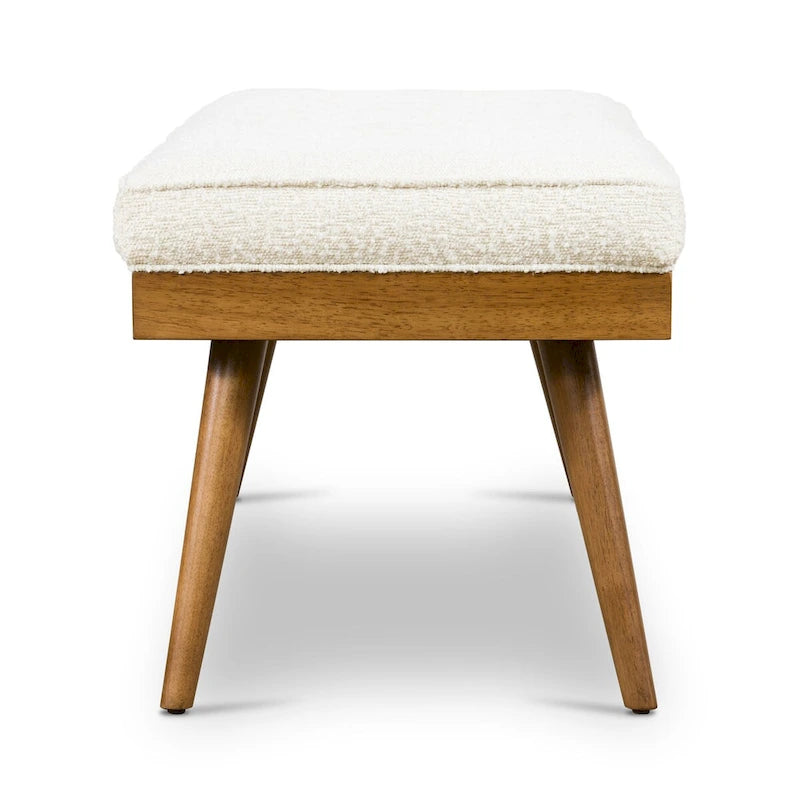 Fabric Bench - Tufted Seat with Solid Wood Legs