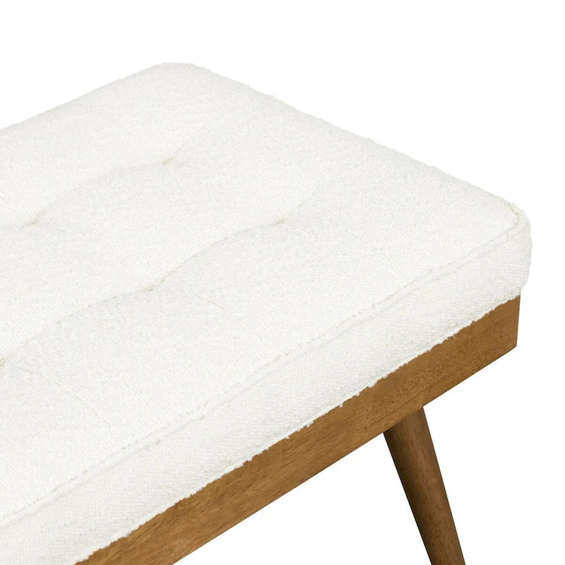Fabric Bench - Tufted Seat with Solid Wood Legs