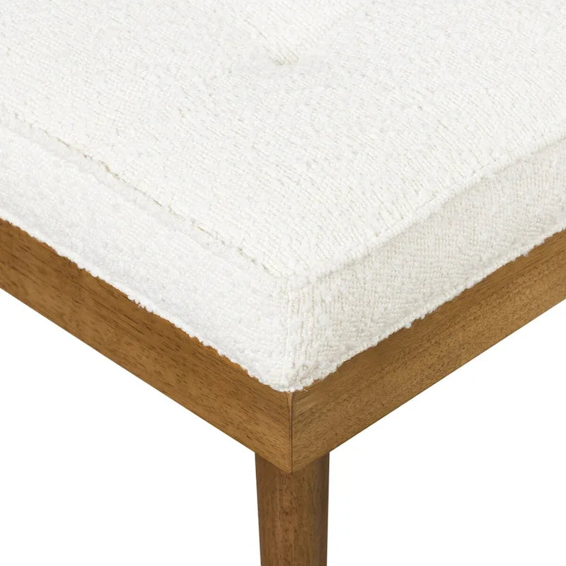 Fabric Bench - Tufted Seat with Solid Wood Legs