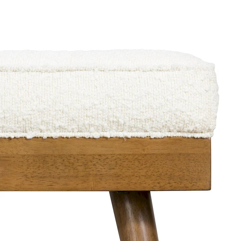 Fabric Bench - Tufted Seat with Solid Wood Legs