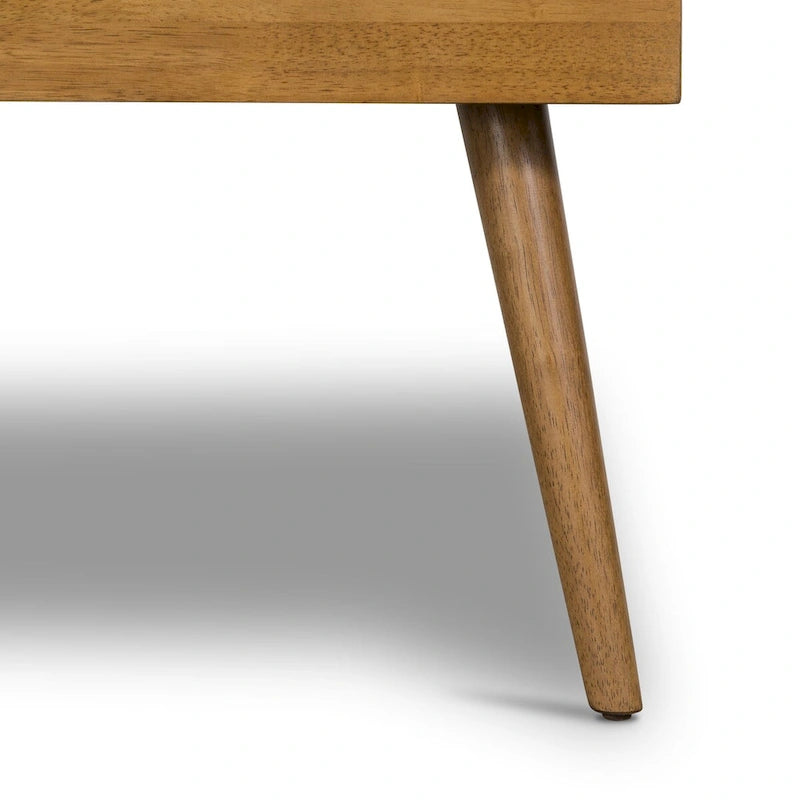 Fabric Bench - Tufted Seat with Solid Wood Legs