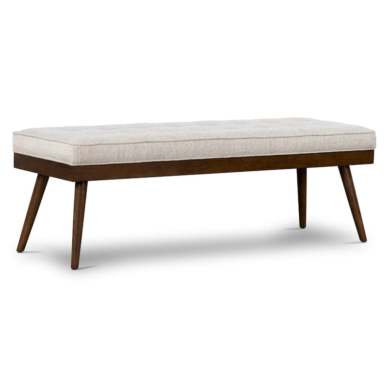 Fabric Bench - Tufted Seat with Solid Wood Legs