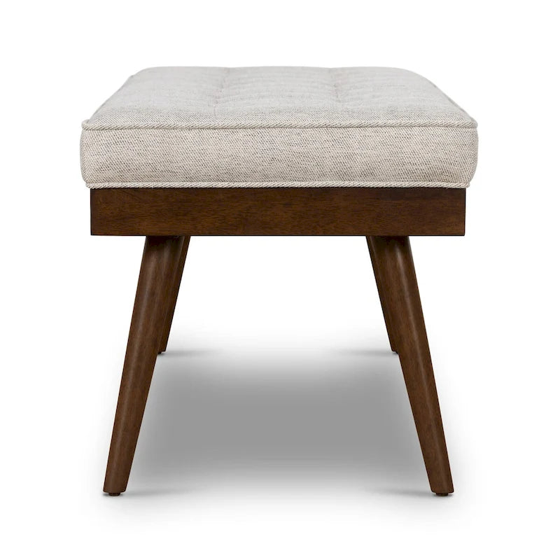 Fabric Bench - Tufted Seat with Solid Wood Legs