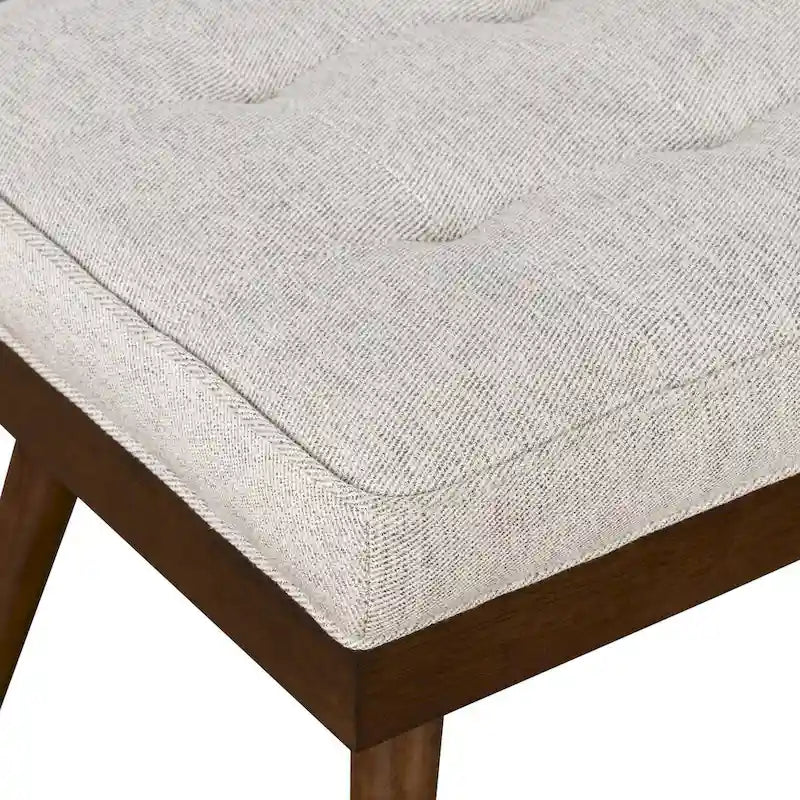 Fabric Bench - Tufted Seat with Solid Wood Legs