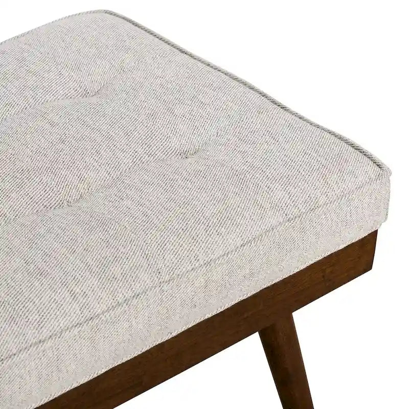 Fabric Bench - Tufted Seat with Solid Wood Legs