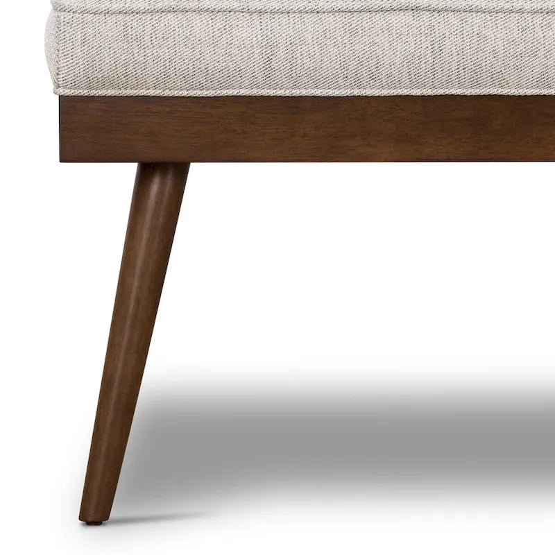 Fabric Bench - Tufted Seat with Solid Wood Legs