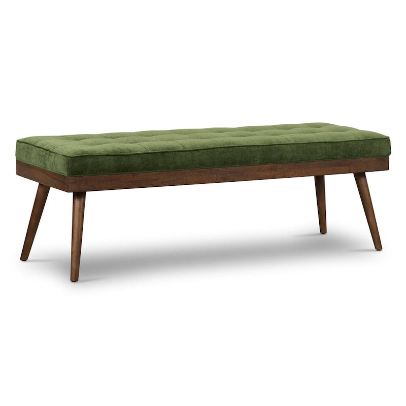 Fabric Bench - Tufted Seat with Solid Wood Legs