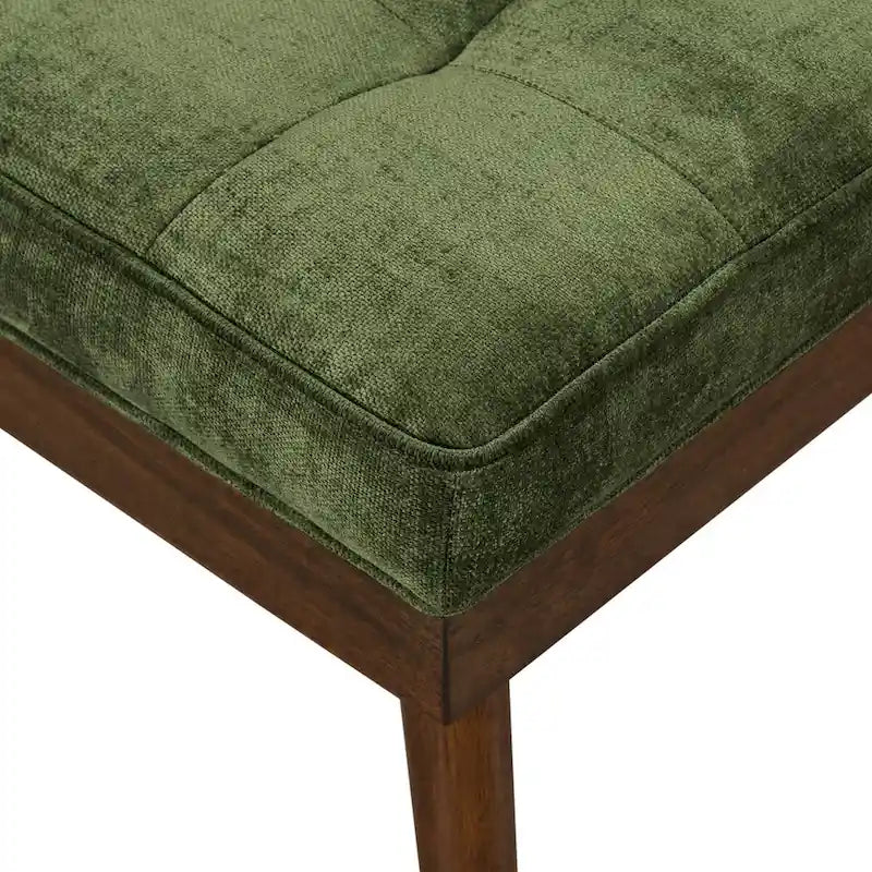 Fabric Bench - Tufted Seat with Solid Wood Legs