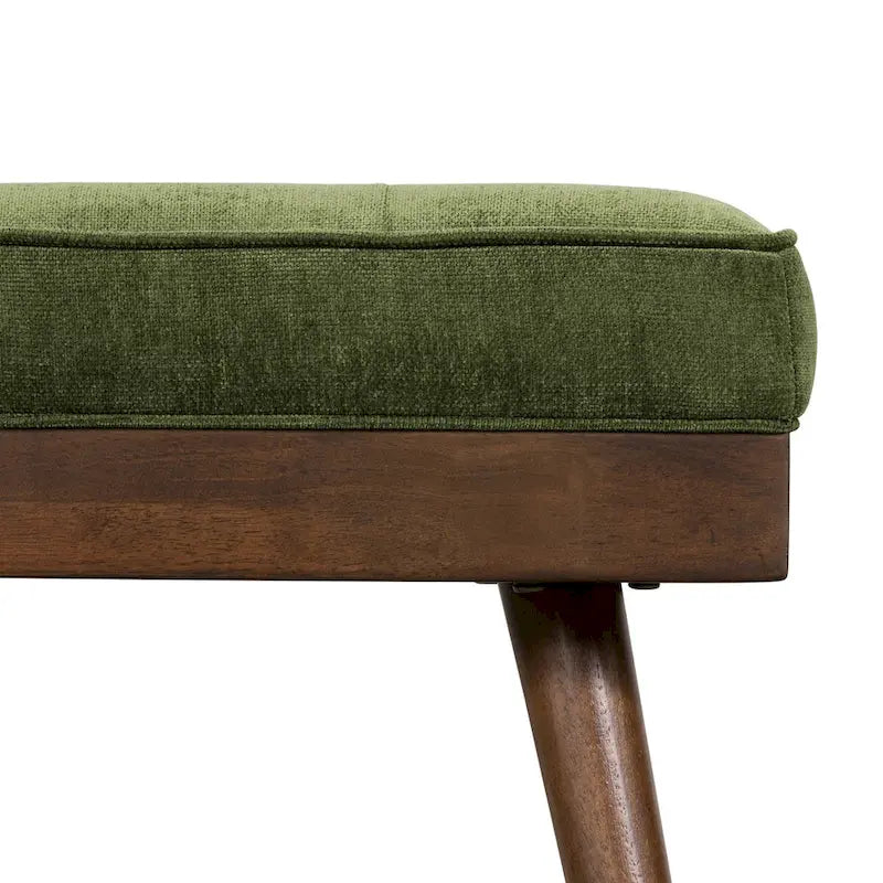 Fabric Bench - Tufted Seat with Solid Wood Legs