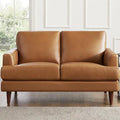 Top Grain Leather Loveseat with Feather Memory Foam and Springs