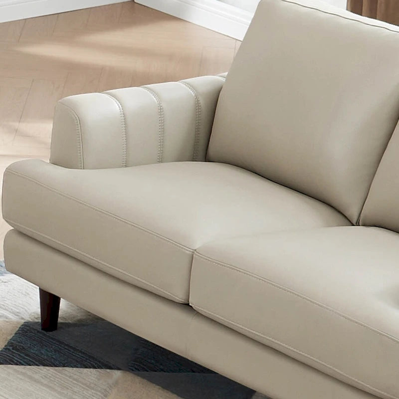 Top Grain Leather Loveseat with Feather Memory Foam and Springs