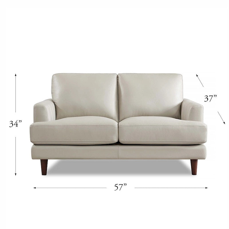 Top Grain Leather Loveseat with Feather Memory Foam and Springs