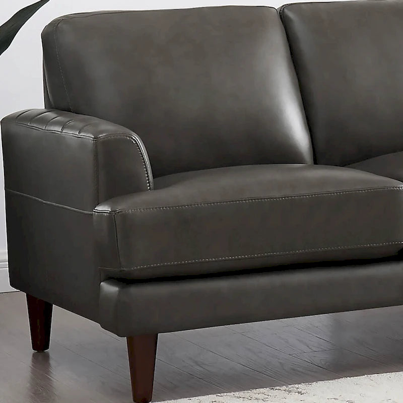 Top Grain Leather Loveseat with Feather Memory Foam and Springs