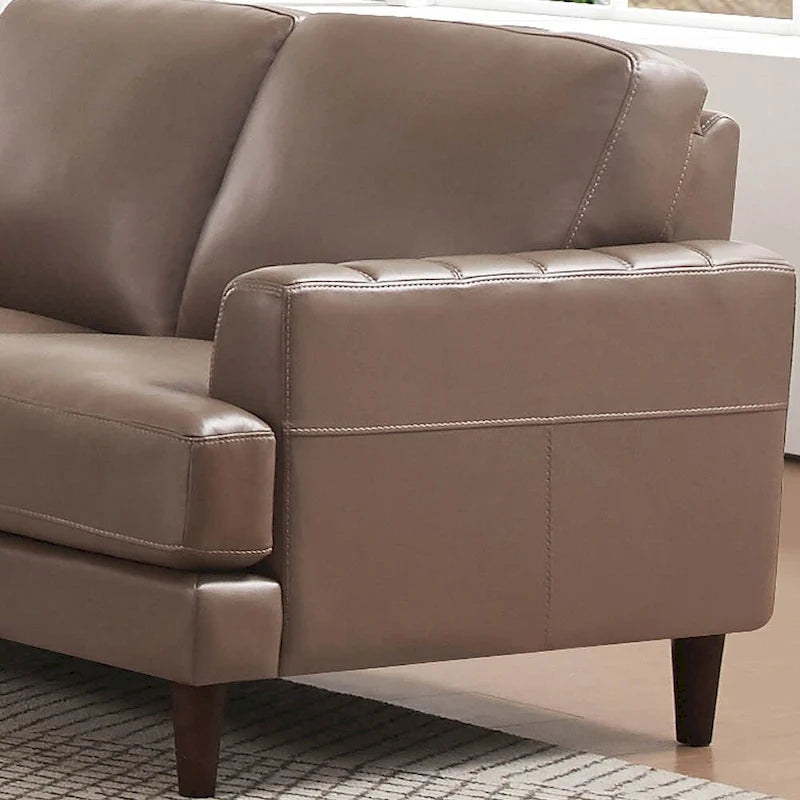 Top Grain Leather Loveseat with Feather Memory Foam and Springs