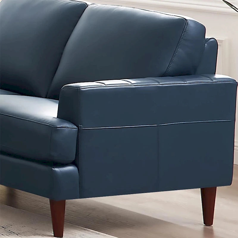 Top Grain Leather Loveseat with Feather Memory Foam and Springs