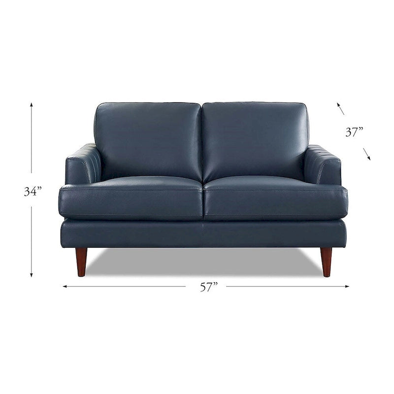 Top Grain Leather Loveseat with Feather Memory Foam and Springs