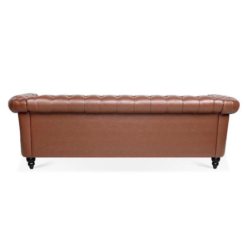 Classically Elegant 84.65 Three-Seater Rolled Arm Sofa in PU Leather - Sturdy Birch Legs, Soft Upholstery