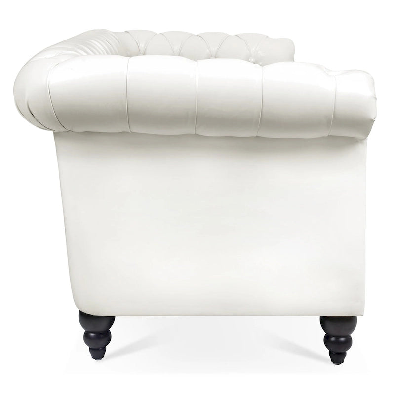 Classically Elegant 84.65 Three-Seater Rolled Arm Sofa in PU Leather - Sturdy Birch Legs, Soft Upholstery