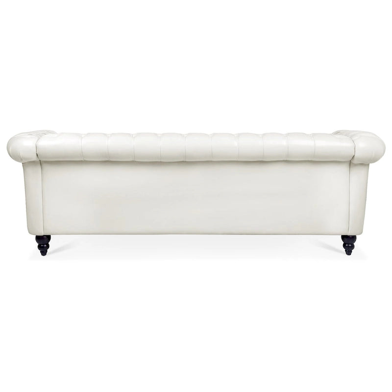 Classically Elegant 84.65 Three-Seater Rolled Arm Sofa in PU Leather - Sturdy Birch Legs, Soft Upholstery