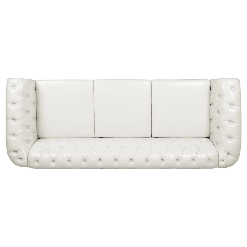 Classically Elegant 84.65 Three-Seater Rolled Arm Sofa in PU Leather - Sturdy Birch Legs, Soft Upholstery
