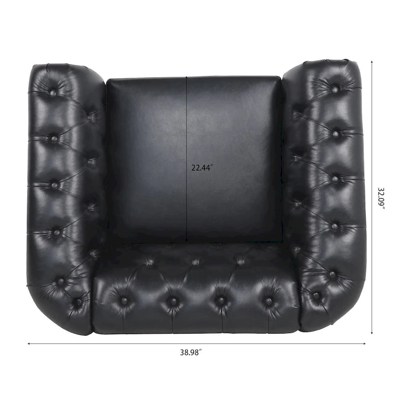 Classically Elegant 84.65 Three-Seater Rolled Arm Sofa in PU Leather - Sturdy Birch Legs, Soft Upholstery