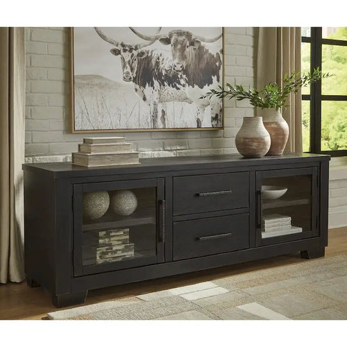 Signature Design by Ashley Galliden Black 80 TV Stand for TVs up to 92 - 79.5 W x 20 D x 28.13 H
