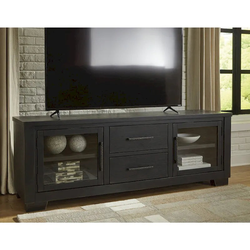 Black 80 TV Stand for TVs up to 92 - 79.5 W x 20 D x 28.13 H